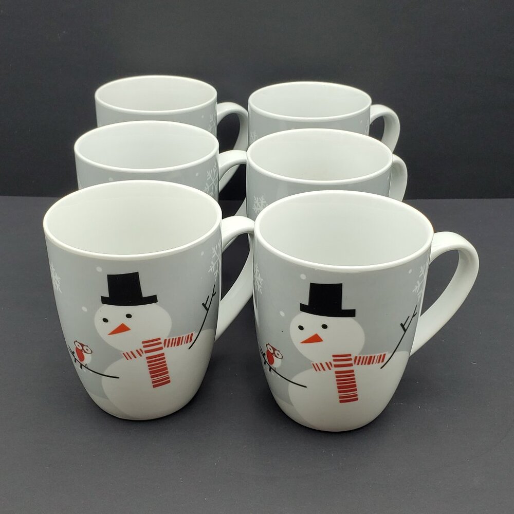 Rachael Ray Little Hoot and Snowman Mugs Owl & Snowman Winter Holiday Mugs